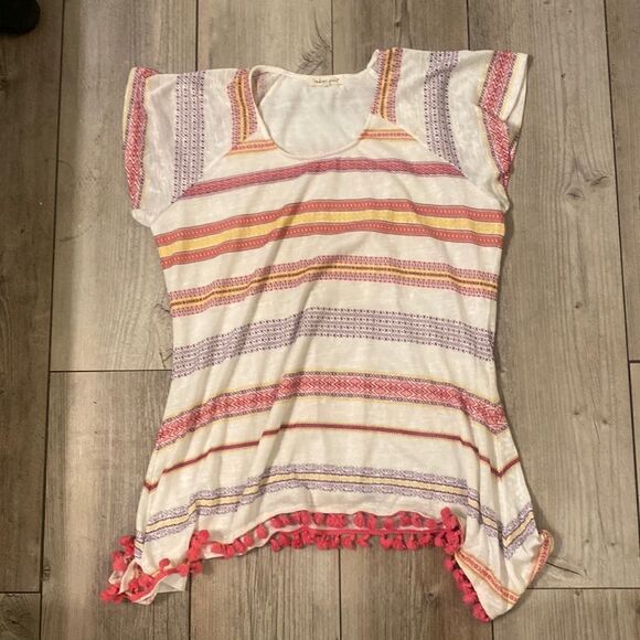 XL Indigo Soul Tunic Top/Swimsuit Cover Up with Fringe - Picture 2 of 7